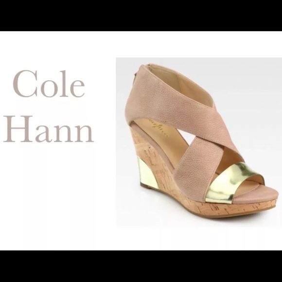 Cole Haan Shoes - Cole Haan Irving Leather Metallic Cork Wedge 👠 🔥